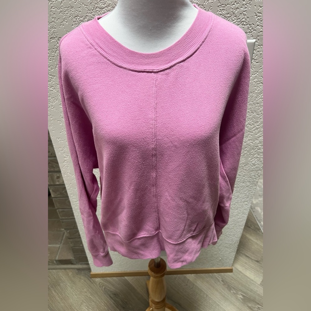 Zella Cozy Long Sleeve Pullover Crewneck Sweatshirt in Pink